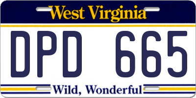 WV license plate DPD665