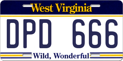 WV license plate DPD666