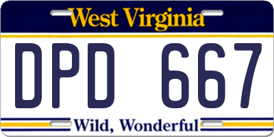 WV license plate DPD667