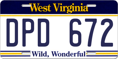 WV license plate DPD672