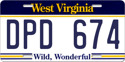WV license plate DPD674
