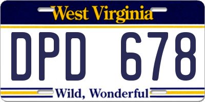 WV license plate DPD678
