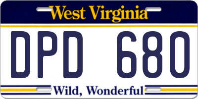 WV license plate DPD680