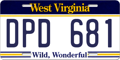 WV license plate DPD681