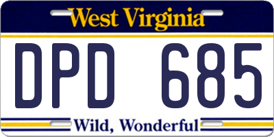 WV license plate DPD685