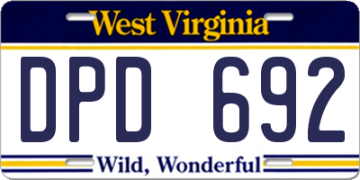 WV license plate DPD692