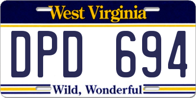WV license plate DPD694
