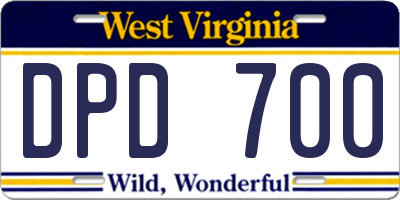 WV license plate DPD700