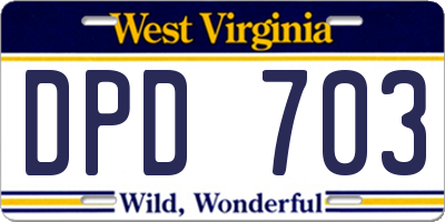 WV license plate DPD703