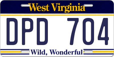 WV license plate DPD704