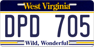 WV license plate DPD705