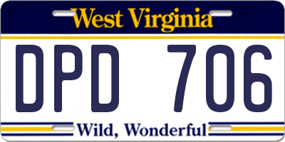 WV license plate DPD706