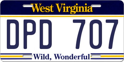 WV license plate DPD707