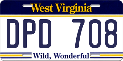 WV license plate DPD708