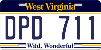 WV license plate DPD711