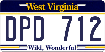 WV license plate DPD712