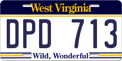WV license plate DPD713