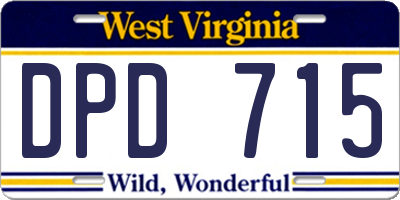 WV license plate DPD715