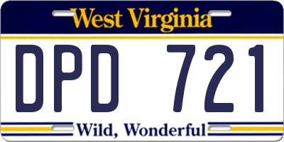 WV license plate DPD721
