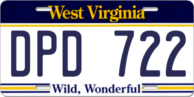 WV license plate DPD722
