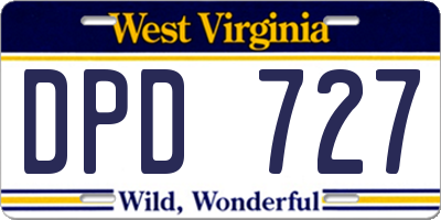 WV license plate DPD727