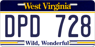 WV license plate DPD728
