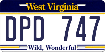 WV license plate DPD747