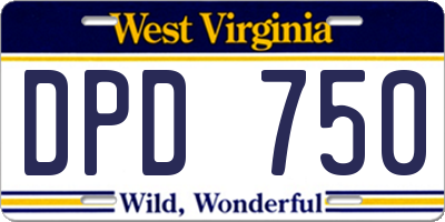 WV license plate DPD750