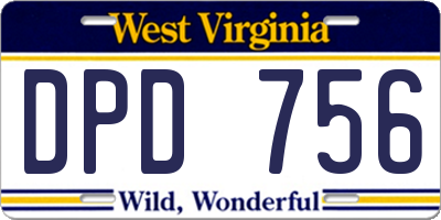 WV license plate DPD756