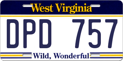 WV license plate DPD757