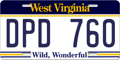 WV license plate DPD760
