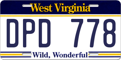 WV license plate DPD778