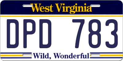 WV license plate DPD783