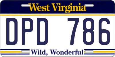 WV license plate DPD786