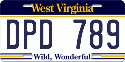 WV license plate DPD789