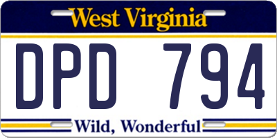 WV license plate DPD794