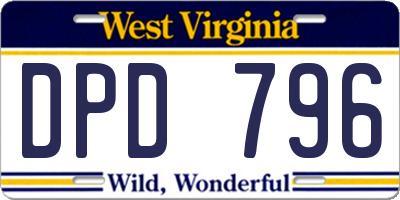 WV license plate DPD796
