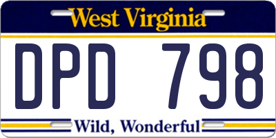 WV license plate DPD798