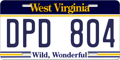 WV license plate DPD804