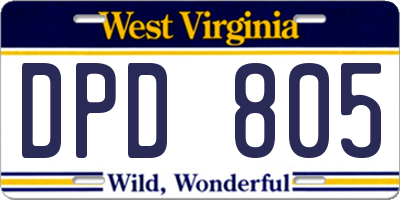 WV license plate DPD805