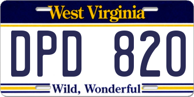 WV license plate DPD820