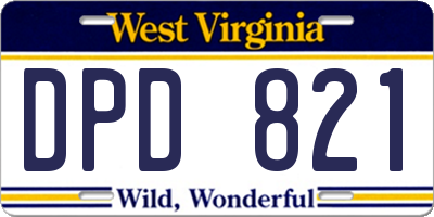 WV license plate DPD821