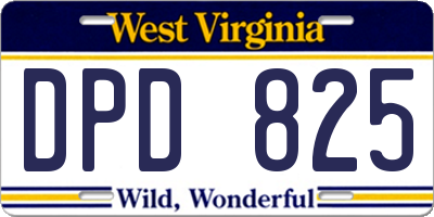 WV license plate DPD825