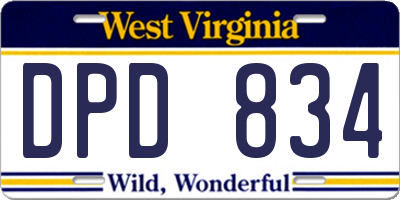 WV license plate DPD834