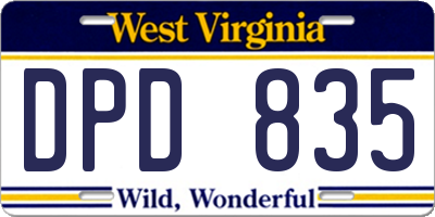 WV license plate DPD835