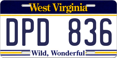 WV license plate DPD836