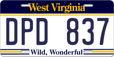 WV license plate DPD837
