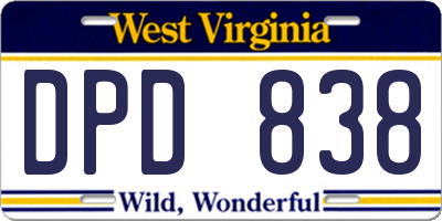 WV license plate DPD838