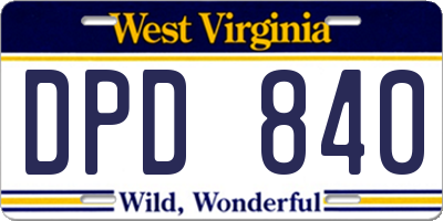 WV license plate DPD840