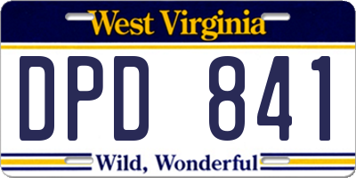 WV license plate DPD841